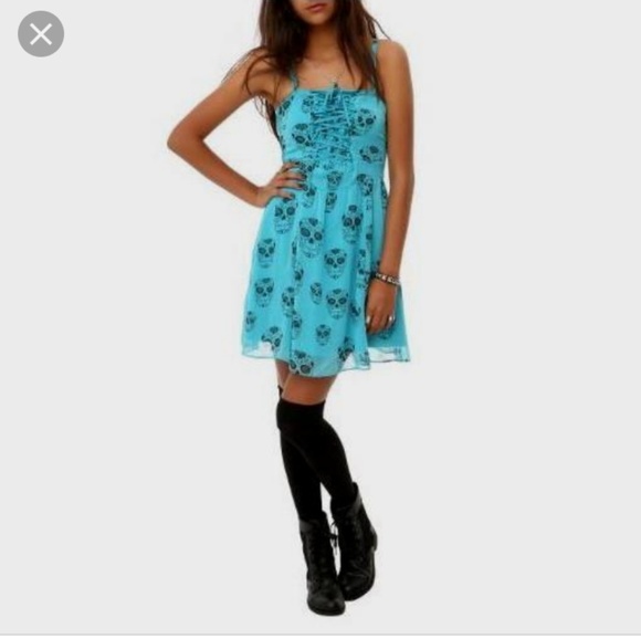 Hot Topic Dresses & Skirts - 🌟LIKE NEW🌟Hot Topic blue sugar skull sundress
